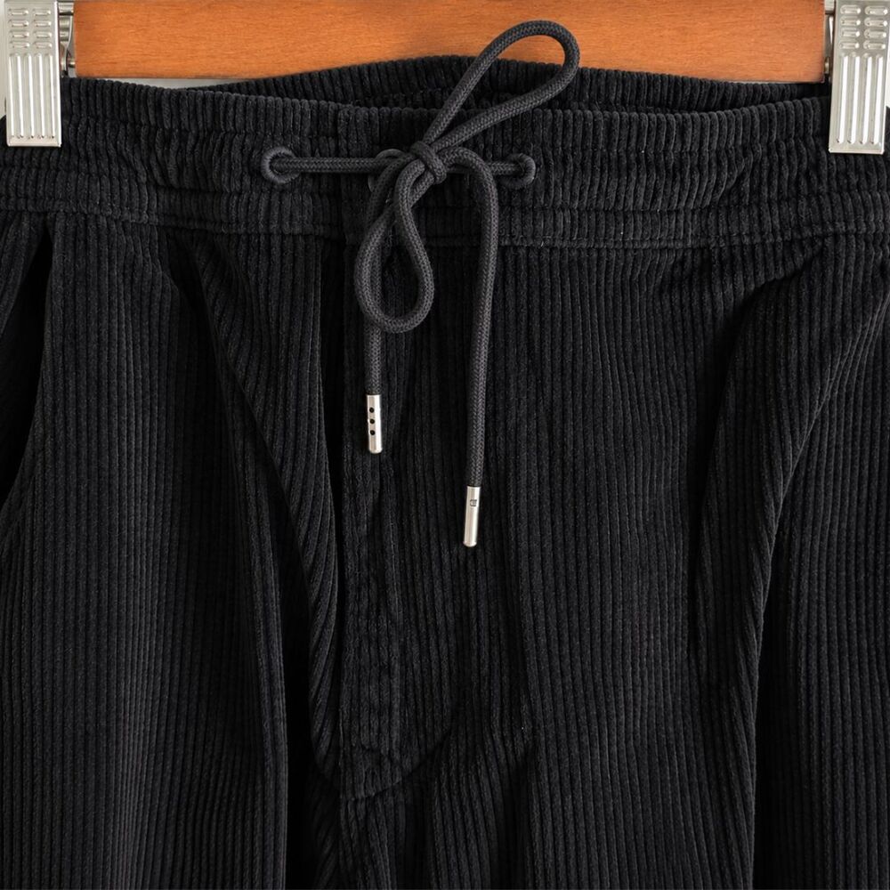 American Eagle Corduroy Pants M Tall NWT Black Pull On Drawstring Straight Leg - Picture 3 of 13